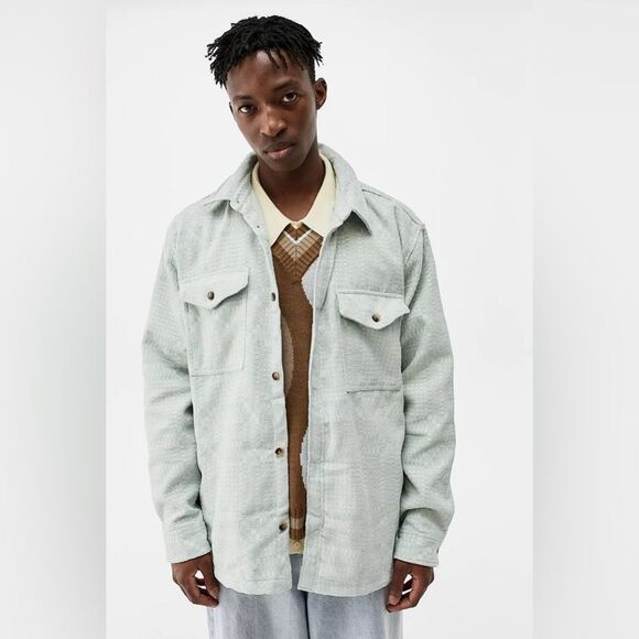 Urban Outfitters Mint Chenille Check Over-Shirt - Picture 1 of 5